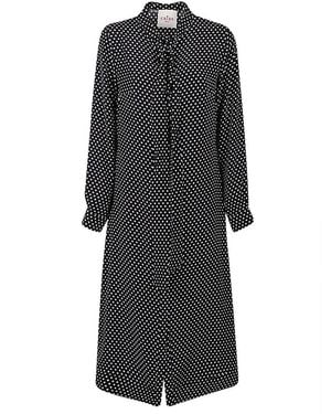 CRI.DA Polka Dot Silk Midi Dress - Grey