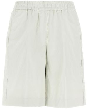 Nude Leather-Effect Bermuda Shorts - White