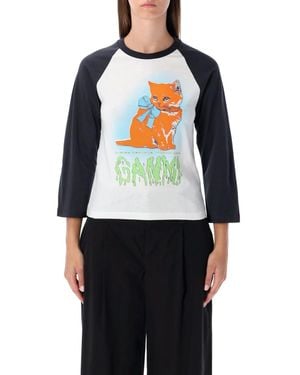 Ganni Printed T-Shirt - Blue