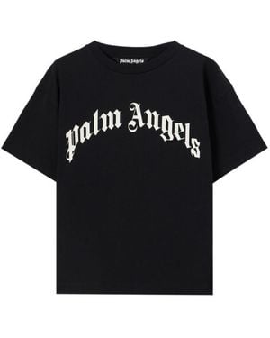 Palm Angels Crew Neck T-Shirts - Black