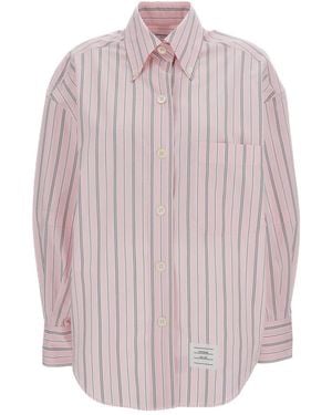 Thom Browne Light Oversized Stripes Shirt - Pink