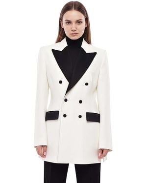 Dolce & Gabbana Solid Peaked Lapel Jacket - White