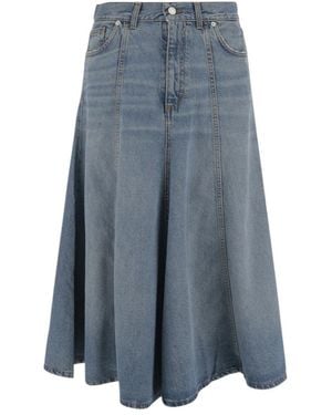 Haikure Flared Midi Skirt - Blue