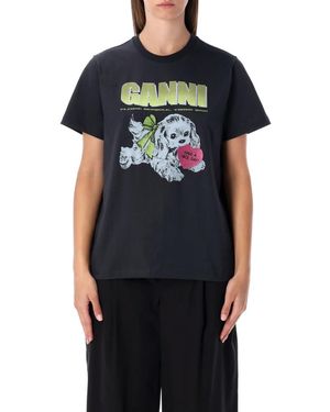 Ganni Printed T-Shirt - Black