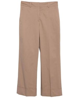 Incotex Wide Leg Curved Cotton Trouser - Natural