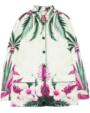 F.R.S For Restless Sleepers Floral Mandarin Collar Blazer - Green