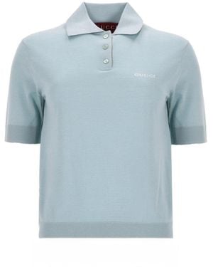 Gucci Light Logo Shirt Collar Polo - Blue