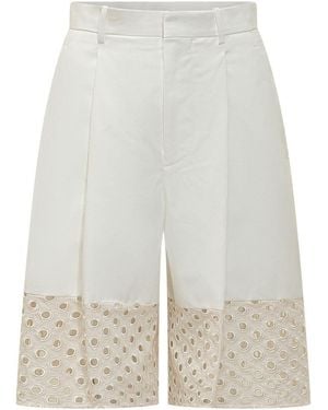 Marni Sartorial Mini Bermuda Shorts With Lace Insert - White