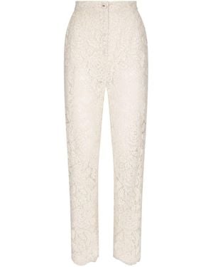 Dolce & Gabbana Floral Lace Ankle Pants - White