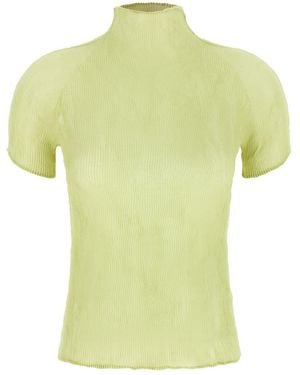 Issey Miyake Knitted Mock Collar Top - Yellow