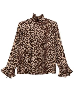 Alberto Biani High-Neck Shirt - Brown