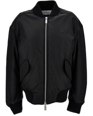 Off-White c/o Virgil Abloh Blak Bomber Jacket With Tonal Logo Embroidery - Black