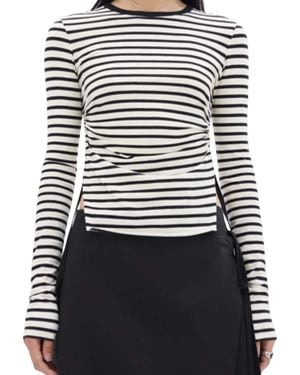 Ann Demeulemeester Stripes Crew Neck T-Shirt - Black
