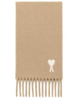 Ami Paris Logo Scarf - Natural