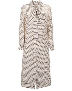 CRI.DA Polka Dot Silk Midi Dress - Gray