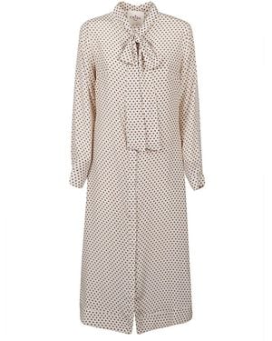 CRI.DA Polka Dot Silk Midi Dress - Gray