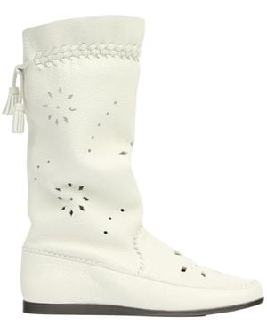 Isabel Marant Chalk Perforated Welky Boots - White