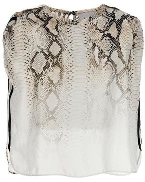 Nude Snake Print Blouse - White