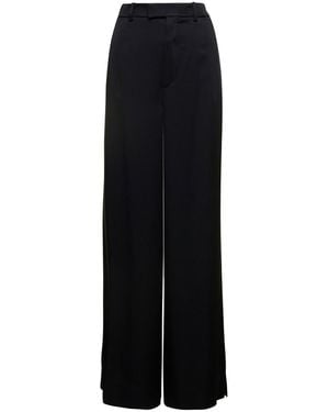 Saint Laurent Satin Crepe High-Waist Pants - Black
