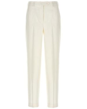 Kiton Tailored Viscose Cigarette Pants With Button Closure - White