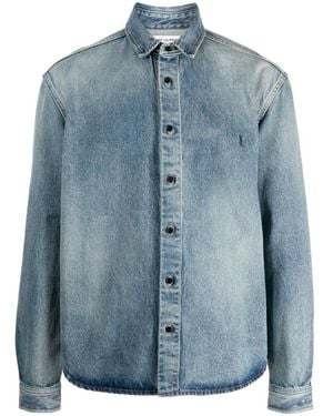 Saint Laurent Logo Denim Shirt - Blue