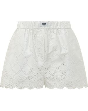 MSGM Embroidered Shorts - White