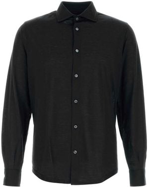 Fedeli Regular Solid Shirt - Black