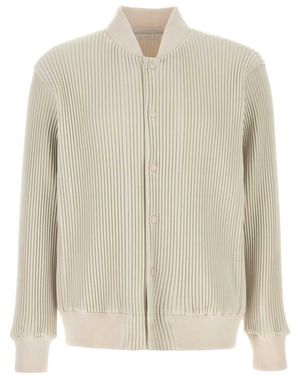 Issey Miyake Homme Plisse' Issey Miyake Ivory Polyester Bomber Jacket - Natural