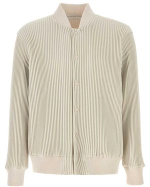 Homme Plissé Issey Miyake Homme Plisse' Issey Miyake Ivory Polyester Bomber Jacket - Natural