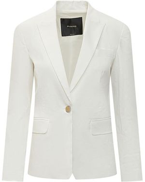 Pinko Solid Notched Lapel Blazer - White