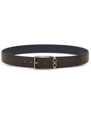 Ferragamo Textured Reversible Belt - Black