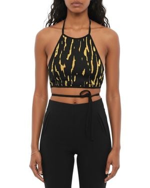 Ambush Abstract Halter Neck Top - Black