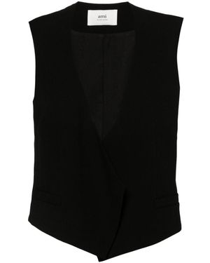 Ami Paris Wool Sleeveless Jacket - Black