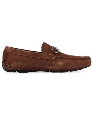 Ferragamo Dark Suede Loafers - Brown