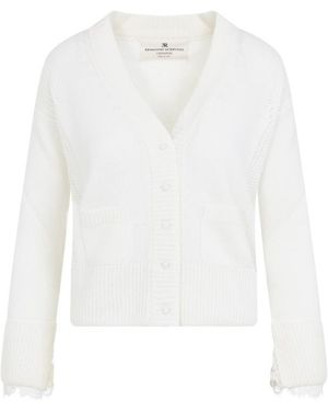 Ermanno Scervino Knitted V Neck Cardigan - White
