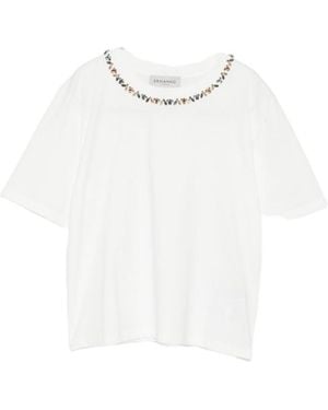ERMANNO FIRENZE Embellished Round Neck T-Shirt - White