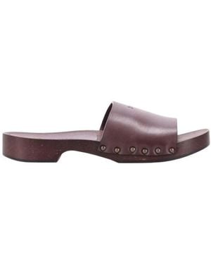 LA ROSE Dark Leather Sandals - Purple