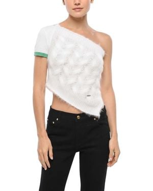 DSquared² Textured One Shoulder Top - White