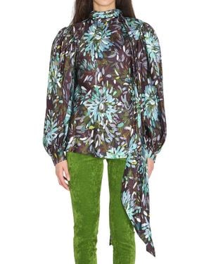 Gucci Floral Band Collar Top - Blue