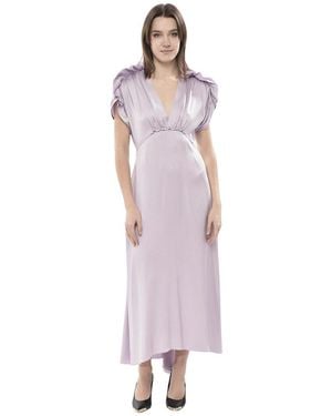 Victoria Beckham V Neck Midi Dress - Purple