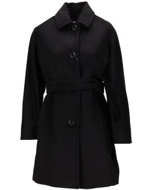 Max Mara Shirt Collar Trench Coat - Black