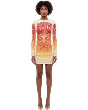 Stella McCartney Graphic Round Neck Mini Dress - Orange