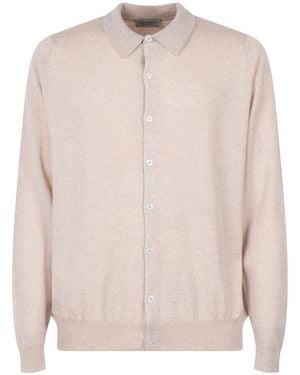 John Smedley Polo Cardigan Sweater - Pink