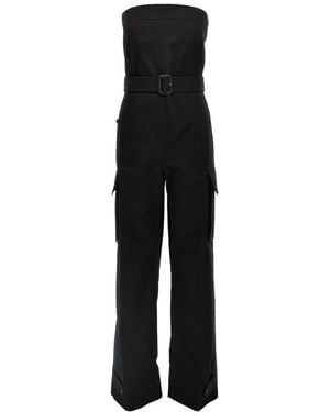 Saint Laurent Bustier Jumpsuit With Detachable Belt - Black