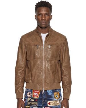 DSquared² Mandarin Collar Jacket - Brown