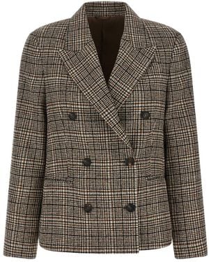 Brunello Cucinelli Checks Peaked Lapel Blazer - Green