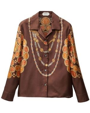 Versace Printed Silk Shirt - Brown