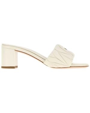 Miu Miu Logo Heels - Natural