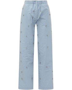 A PAPER KID Straight Drawstring Pants - Blue