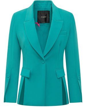 Pinko Solid Notched Lapel Blazer - Blue